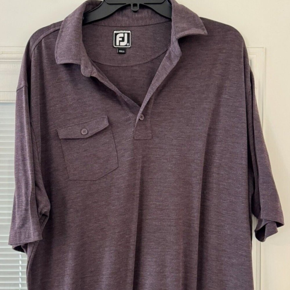 FootJoy Polo Shirt Mens XL Purple Athletic Fit Short Sleeve Pocket Golf Tee
